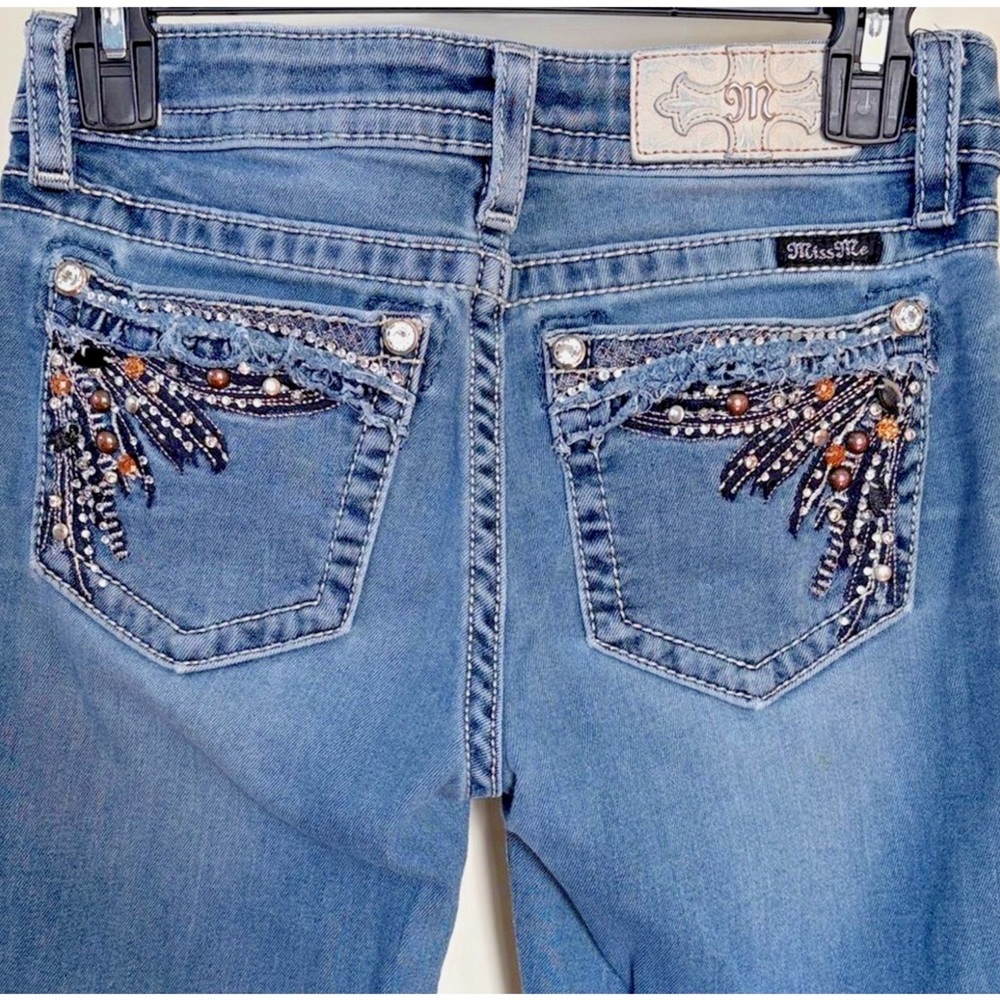 Miss Me Hailey Skinny Jeans 26 Bling Rhinestone Pearl Embellished Y2K